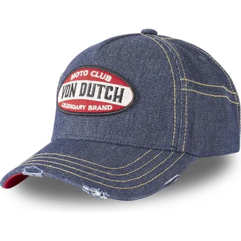 blaue-gebogene-cowboy-mutze-moto-club-moto-von-von-dutch