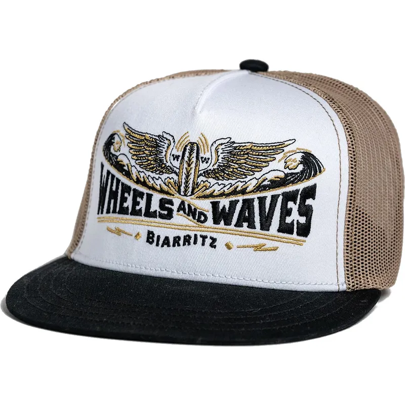 flache-trucker-kappe-weiss-schwarz-und-gold-spitfire-gold-ww19-von-wheels-and-waves