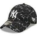 new-era-new-york-yankees-mlb-9forty-verstellbare-schwarze-marble-cap-mit-gebogenem-schirm