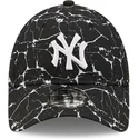 new-era-new-york-yankees-mlb-9forty-verstellbare-schwarze-marble-cap-mit-gebogenem-schirm