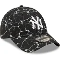 new-era-new-york-yankees-mlb-9forty-verstellbare-schwarze-marble-cap-mit-gebogenem-schirm
