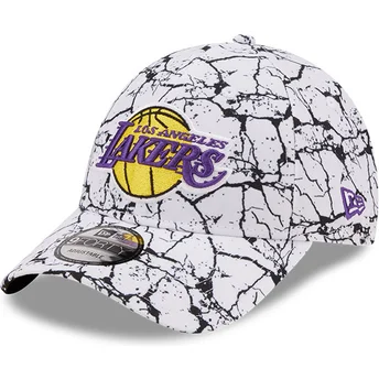 cepur-izliekta-balts-regulejams-9forty-marble-no-los-angeles-lakers-nba-no-new-era