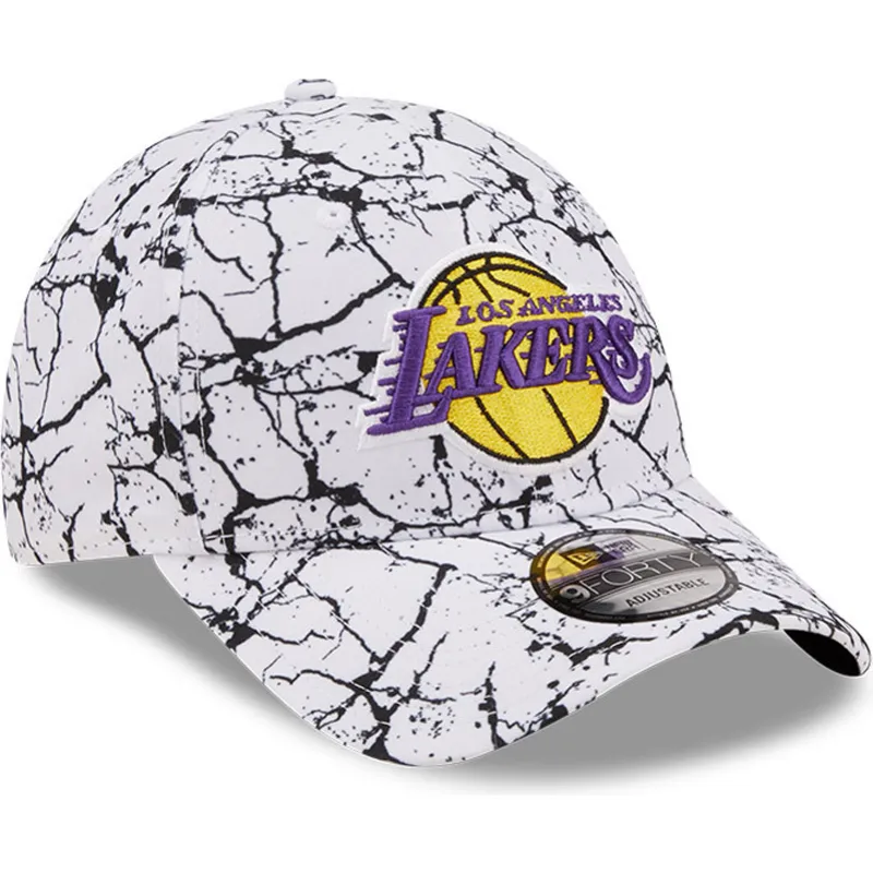 cepur-izliekta-balts-regulejams-9forty-marble-no-los-angeles-lakers-nba-no-new-era