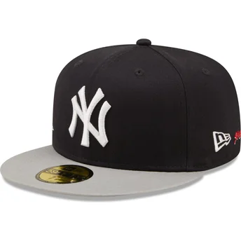 Casquette plate bleue marine et grise ajustée 59FIFTY Team City Patch New York Yankees MLB New Era
