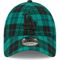 9forty-plaid-los-angeles-dodgers-mlb-dunkelgrune-verstellbare-kappe-mit-gebogenem-schirm-und-schwarzem-logo-von-new-era