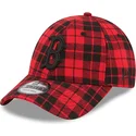 9forty-plaid-boston-red-sox-mlb-verstellbare-rote-kappe-mit-schwarzem-logo-von-new-era
