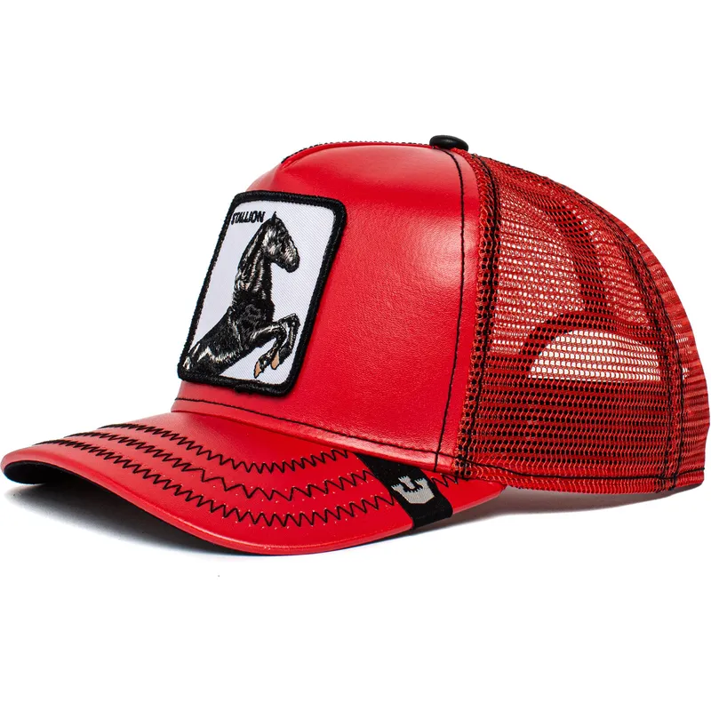 cepur-izliekta-truckeris-sarkans-snapback-stallion-cherry-mustang-the-farm-no-goorin-bros