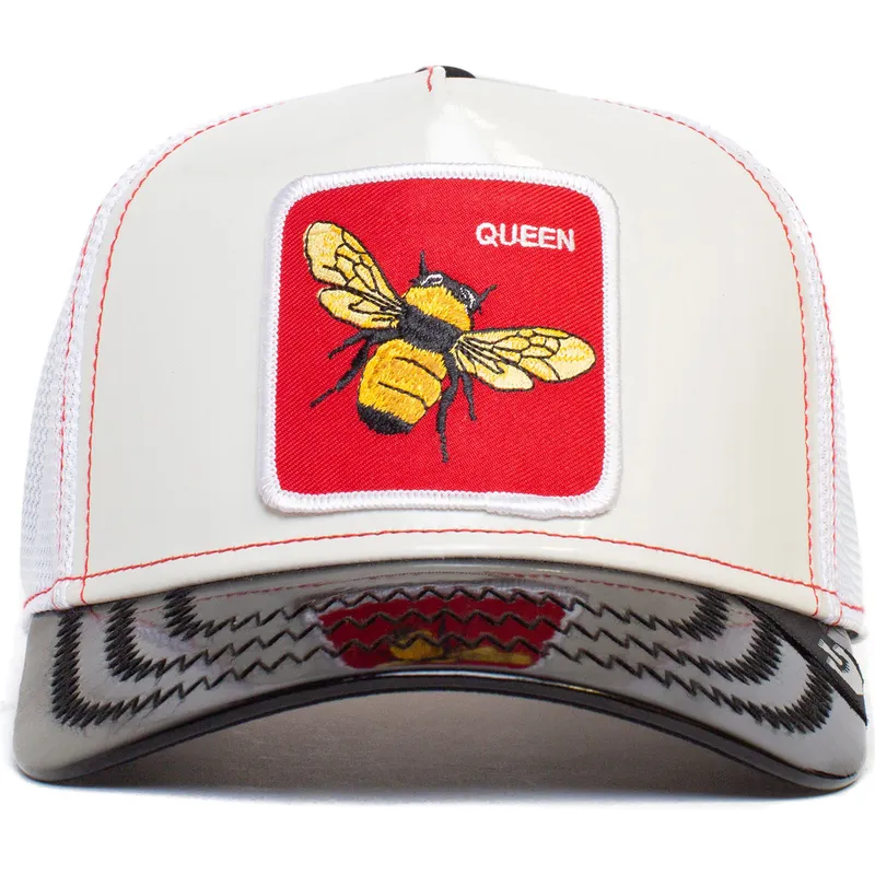 cepur-izliekta-truckeris-balts-snapback-the-red-queen-patent-leather-the-farm-no-goorin-bros