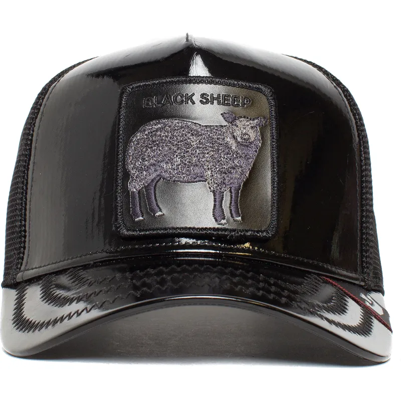 cepur-izliekta-truckeris-melns-snapback-black-sheep-big-black-patent-leather-the-farm-no-goorin-bros