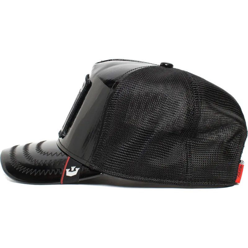 cepur-izliekta-truckeris-melns-snapback-black-sheep-big-black-patent-leather-the-farm-no-goorin-bros
