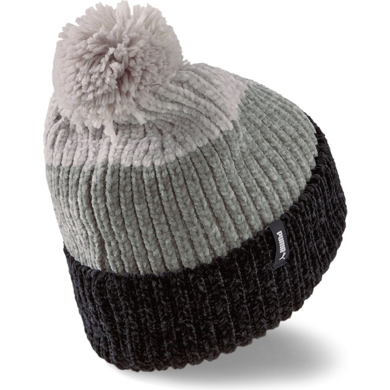 puma-women-black-and-grey-beanie-with-pompom