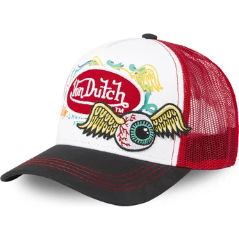Vit, röd och svart trucker-keps PAT RED från Von Dutch