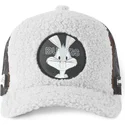 grau-melierte-trucker-kappe-mit-schafsfell-bugs-bunny-fur1-bug1-looney-tunes-von-capslab