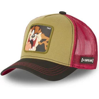 capslab-looney-tunes-tasmanischer-teufel-ta2-braun-rot-und-schwarz-trucker-kappe