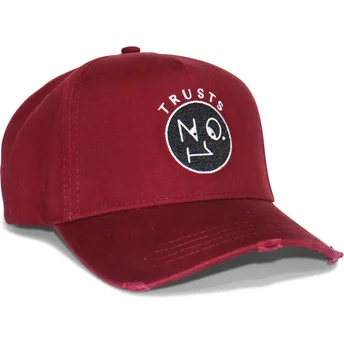 Gorra curva granate ajustable Trusts No.1 Distressed Black White Logo de The No.1 Face