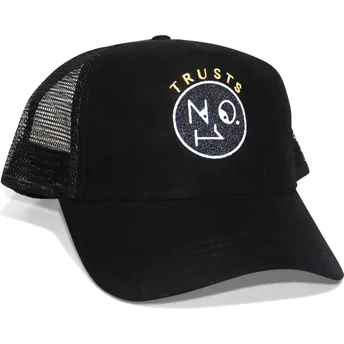 Gorra trucker negra Trusts No.1 Suede Black Gold Logo de The No.1 Face