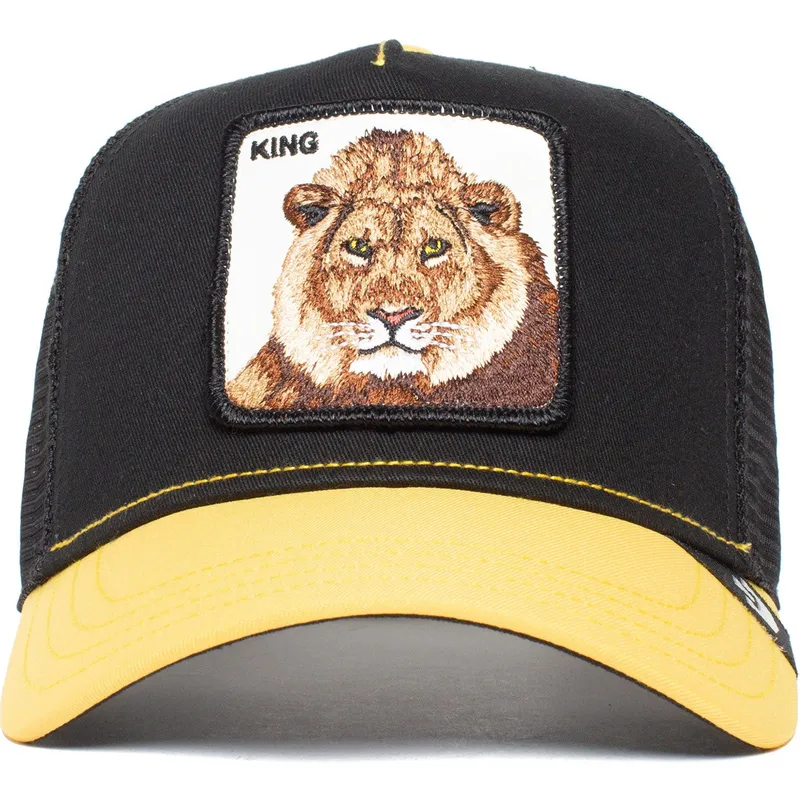 trucker-cap-schwarz-und-gelb-lowe-the-king-lion-the-farm-von-goorin-bros