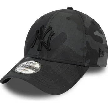Gebogene Kappe schwarzes Camouflage verstellbar mit schwarzem Logo 9FORTY League Essential von New York Yankees MLB von New Era