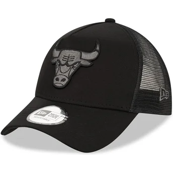 Gorra trucker negra con logo negro 9FORTY A Frame Tonal de Chicago Bulls NBA de New Era