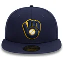 casquette-plate-bleue-marine-ajustee-59fifty-authentic-on-field-milwaukee-brewers-mlb-new-era