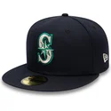 casquette-plate-bleue-marine-ajustee-59fifty-authentic-on-field-seattle-mariners-mlb-new-era