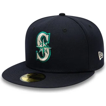 Gorra plana azul marino ajustada 59FIFTY Authentic On Field de Seattle Mariners MLB de New Era