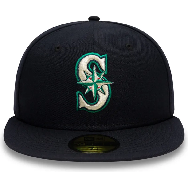 casquette-plate-bleue-marine-ajustee-59fifty-authentic-on-field-seattle-mariners-mlb-new-era