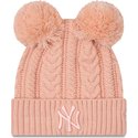 new-era-women-pink-logo-cuff-double-new-york-yankees-mlb-pink-beanie-with-pompom