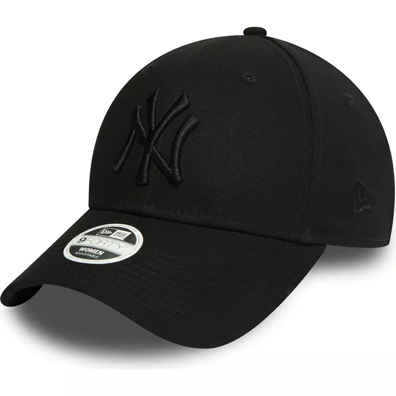 new-era-curved-brim-women-black-logo-9forty-essential-new-york-yankees-mlb-black-adjustable-cap