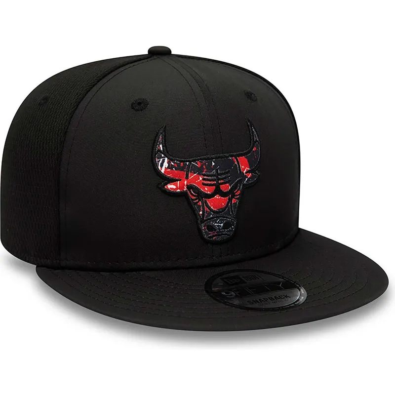 cepur-plakana-melns-snapback-9fifty-print-infill-no-chicago-bulls-nba-no-new-era