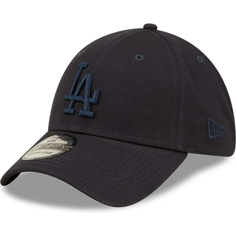 marineblaue-gebogene-verstellbare-kappe-mit-marineblauen-logo-39thirty-league-essential-der-los-angeles-dodgers-mlb-von-new-era
