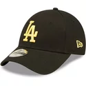 new-era-curved-brim-youth-golden-logo-9forty-league-essential-los-angeles-dodgers-mlb-black-adjustable-cap