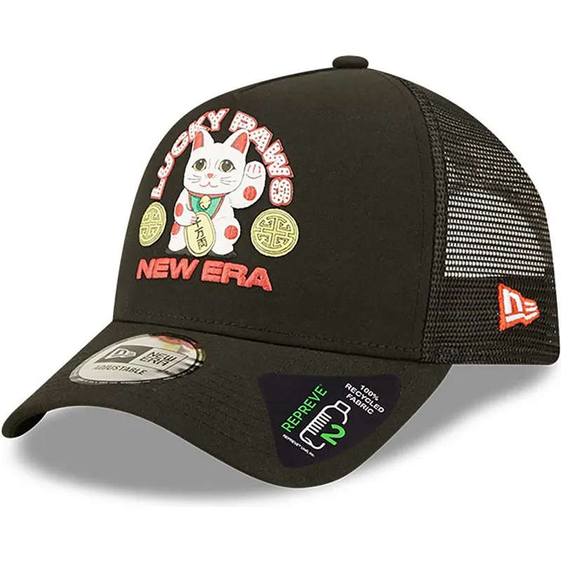 cepur-izliekta-truckeris-melns-snapback-a-frame-repreve-lucky-paws-no-new-era