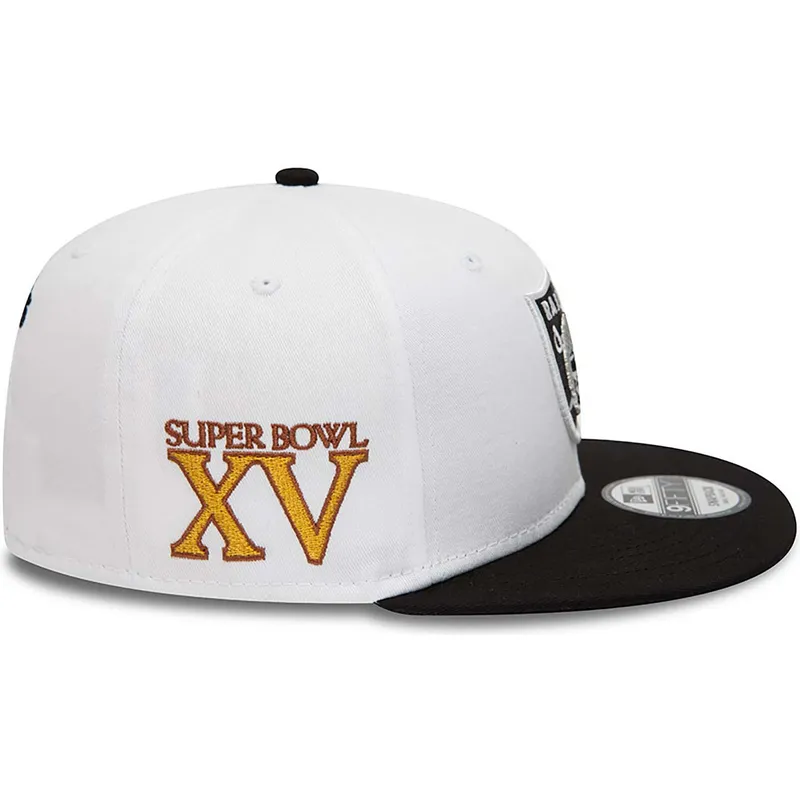 cepur-plakana-balts-snapback-9fifty-crown-patches-super-bowl-xv-no-las-vegas-raiders-nfl-no-new-era