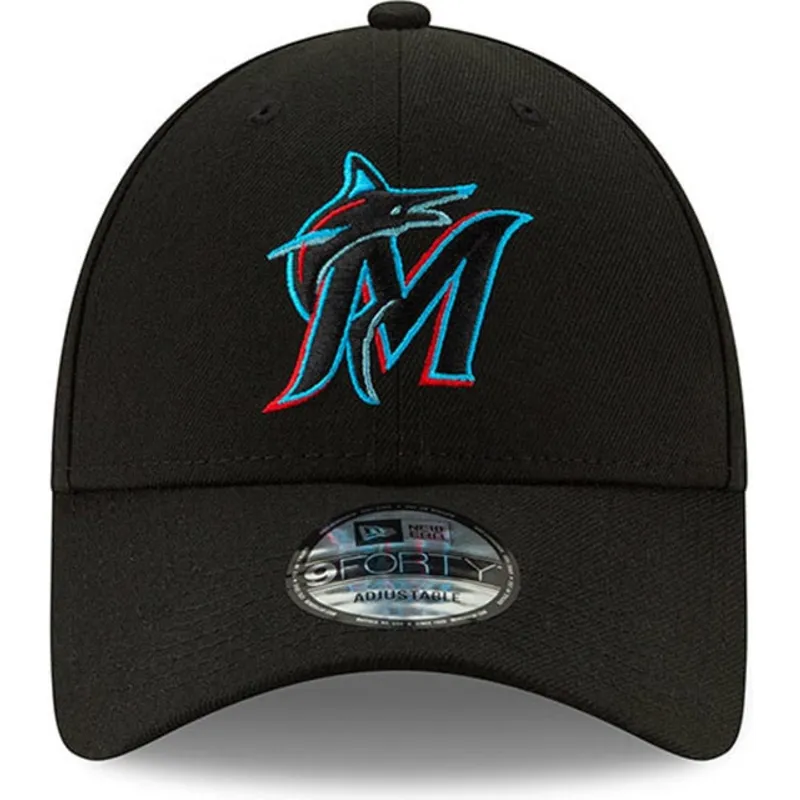 schwarze-verstellbare-gebogene-kappe-9forty-the-league-der-miami-marlins-mlb-von-new-era