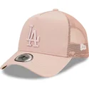 rosa-trucker-kappe-mit-rosa-logo-a-frame-tonal-mesh-der-los-angeles-dodgers-mlb-von-new-era
