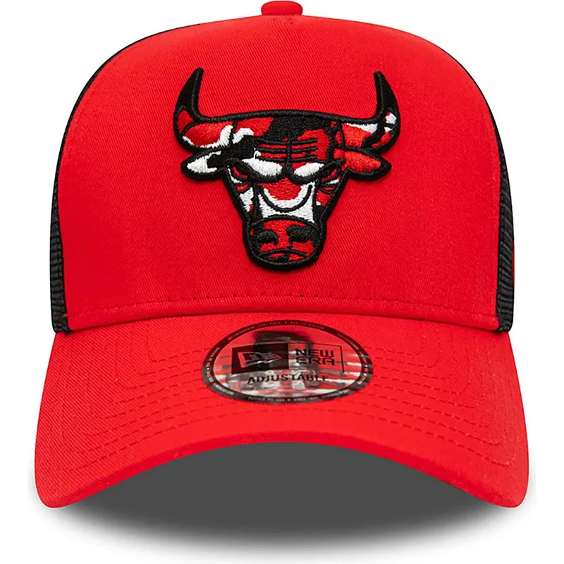 cepur-izliekta-truckeris-sarkans-snapback-a-frame-camo-infill-no-chicago-bulls-nba-no-new-era