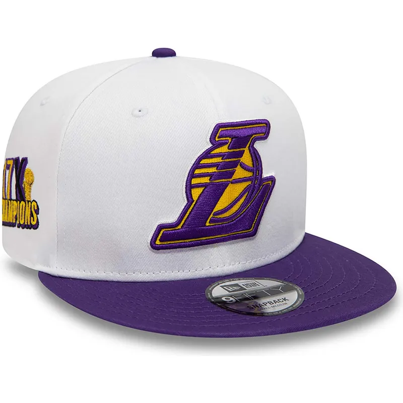 cepur-plakana-balts-snapback-9fifty-crown-patches-champions-no-los-angeles-lakers-nba-no-new-era