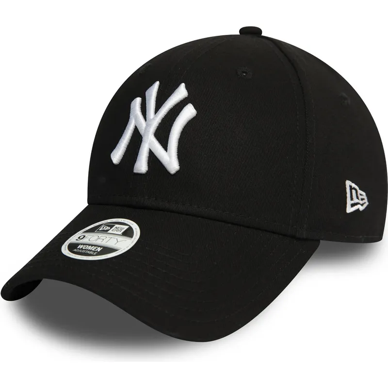 schwarze-verstellbare-curved-cap-fur-damen-9forty-essential-der-new-york-yankees-mlb-von-new-era