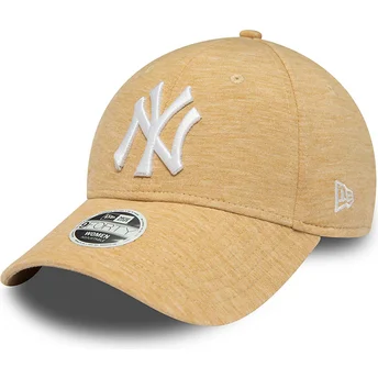 Gorra curva beige ajustable para mujer 9FORTY Jersey de New York Yankees MLB de New Era