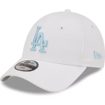 New Era Curved Brim Youth Blue Logo 9FORTY League Essential Los Angeles Dodgers MLB White Adjustable Cap