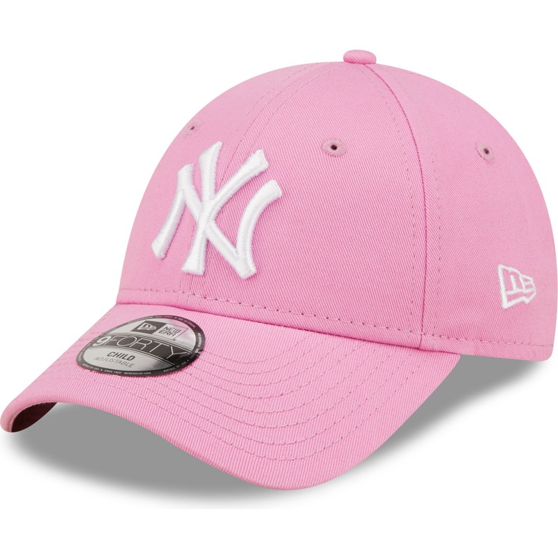 new-era-curved-brim-youth-9forty-league-essential-new-york-yankees-mlb-pink-adjustable-cap