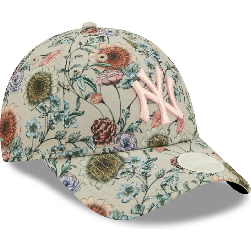 cap-izliekta-beige-adjustable-strap-9forty-all-over-print-floral-no-new-york-yankees-mlb-no-new-era