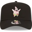 cepur-izliekta-truckeris-melns-snapback-a-frame-no-spongebob-un-patriks-zvaigzne-no-new-era