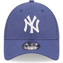 new-era-curved-brim-9forty-linen-new-york-yankees-mlb-blue-adjustable-cap