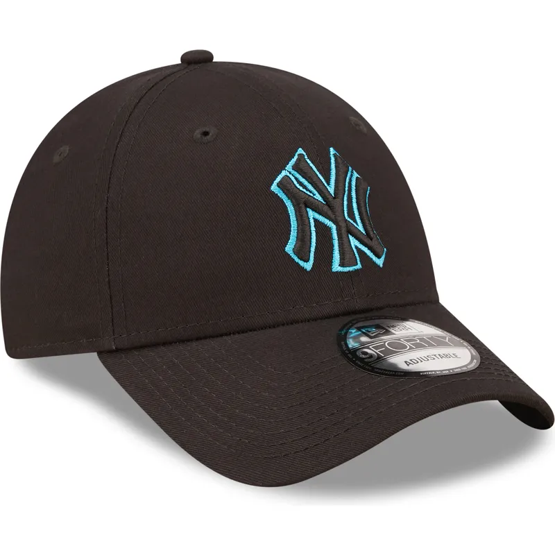 gorra-curva-negra-ajustable-con-logo-azul-9forty-neon-outline-de-new-york-yankees-mlb-de-new-era