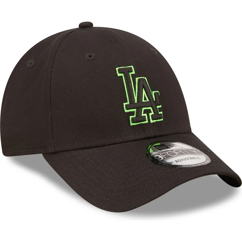 cepur-izliekta-melns-regulejams-9forty-neon-outline-no-los-angeles-dodgers-mlb-no-new-era