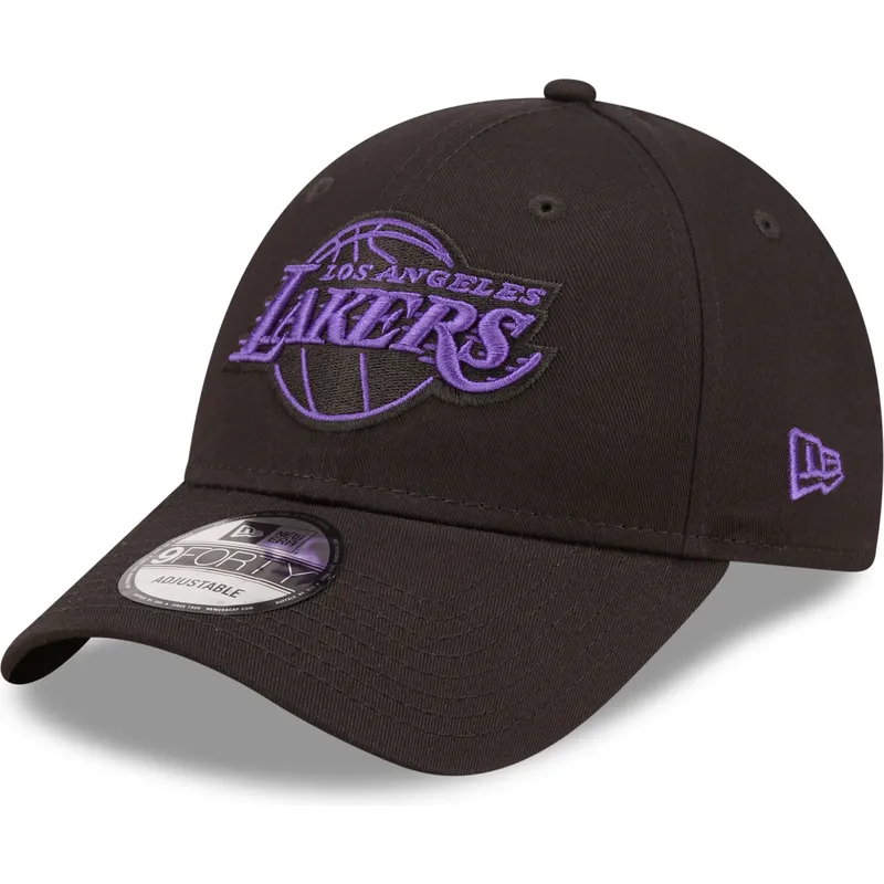 cepur-izliekta-melns-regulejams-9forty-neon-outline-no-los-angeles-lakers-nba-no-new-era