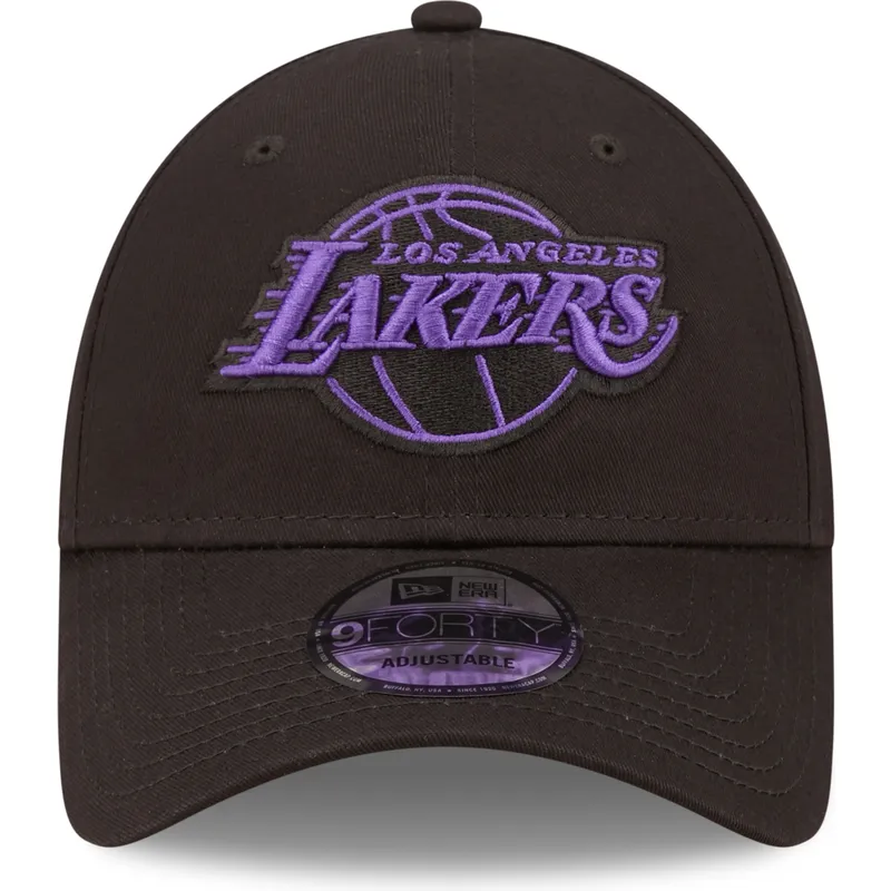 cepur-izliekta-melns-regulejams-9forty-neon-outline-no-los-angeles-lakers-nba-no-new-era