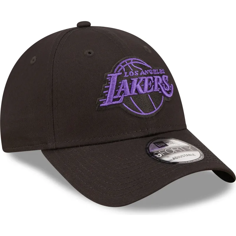 cepur-izliekta-melns-regulejams-9forty-neon-outline-no-los-angeles-lakers-nba-no-new-era